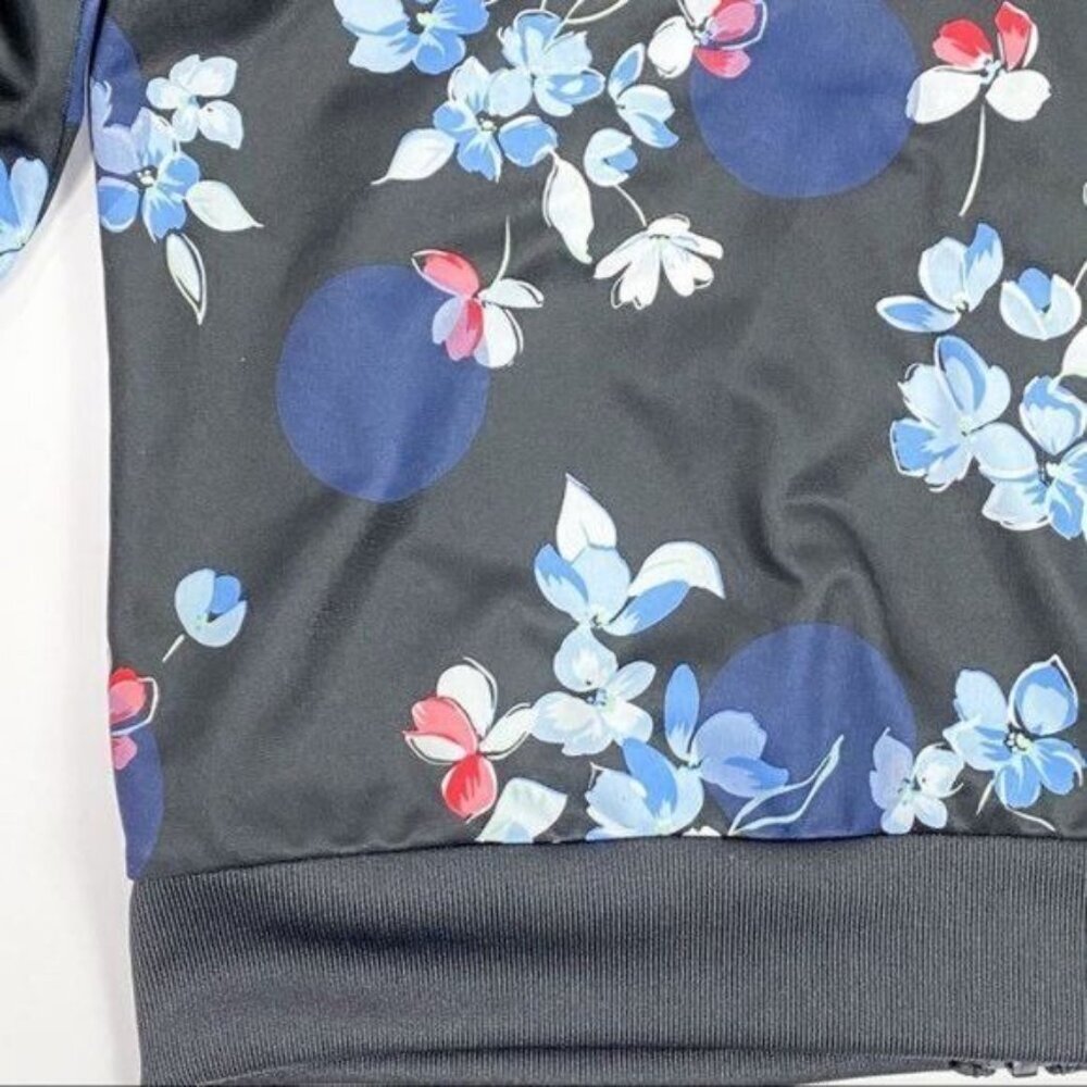 ADIDAS Girl's Large Black & Blue Floral Track Jacket - Picture 4 of 7